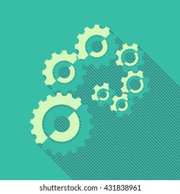 Set of cogwheels spiral in a flat design, vector