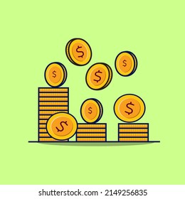 Juego de monedas, el dólar cae a la ilustración del vector del piso 