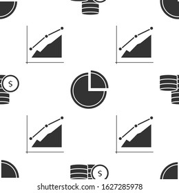 Set Coin money with dollar symbol, Pie chart infographic and Pie chart infographic on seamless pattern. Vector