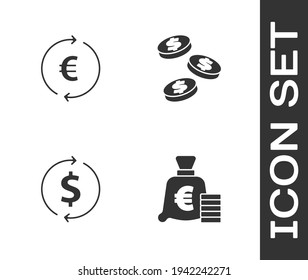 Set Coin money with euro symbol, , Financial growth and dollar and  icon. Vector