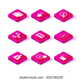 Set Coin money with pound, Financial growth and bitcoin, dollar, Cryptocurrency exchange, Credit card,  and Hand holding icon. Vector