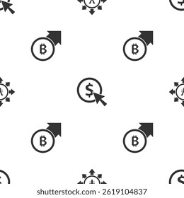 Set Coin money with Yen, dollar and Financial growth and bitcoin on seamless pattern. Vector