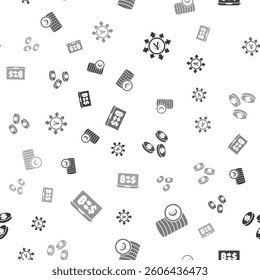 Set Coin money with Yen, euro symbol, dollar and Cryptocurrency exchange on seamless pattern. Vector
