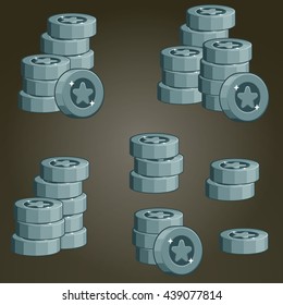 Set Of Coin Piles For Game User Interface