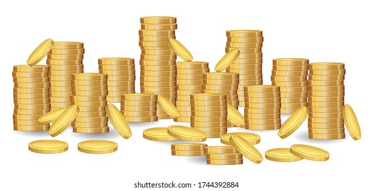 set of coin stacks dollar in flat style or coin dollar in different style or finance currency concept in doodle. eps 10 vector, easy to modify