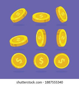 set coins design vector template.