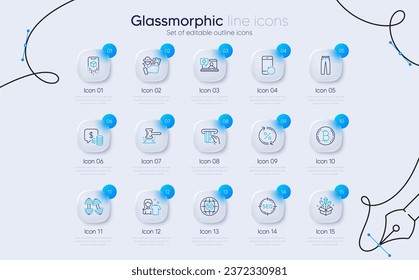 Set of Coins, Fireworks rocket and Seo line icons for web app. Bitcoin, Medical help, Judge hammer icons. Clean shirt, Fraud, Credit card signs. Recovery phone, 5g internet, Loan percent. Vector