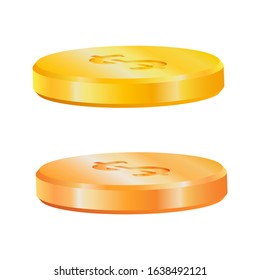 Set of coins. Gold cent, copper cent. Vector illustration.