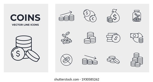 Set of Coins icon. money coin business coin pack symbol template for graphic and web design collection logo vector illustration