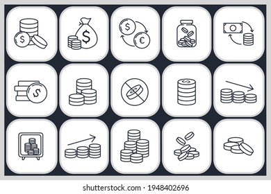 Set of Coins icon. money coin business coin pack symbol template for graphic and web design collection logo vector illustration