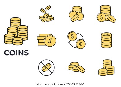 Set of Coins icon. money coin business coin pack symbol template for graphic and web design collection logo vector illustration