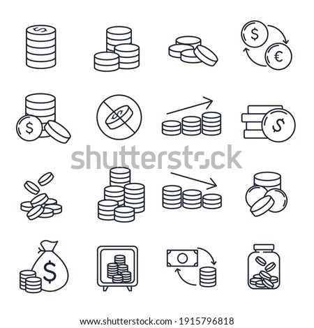 Set of Coins icon. money coin business coin pack symbol template for graphic and web design collection logo vector illustration