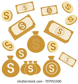 Set of coins and money.Vector illustration