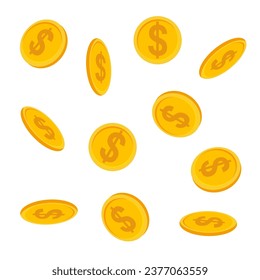 Set of coins on white background