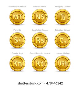 set coins symbol currency. 