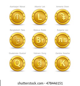 set coins symbol currency. 