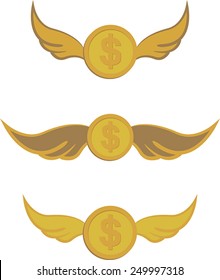 Set of coins with wings