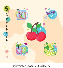 Set of cokctail glasses icon Vector