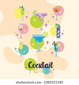 Set aus Coktail Brille Symbol Vektorsymbol