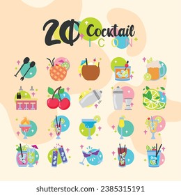Set of cokctail glasses icon Vector