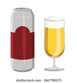 Set of cold beer icons. Vector illustration glass of beer on white background .