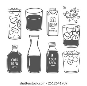 Set of a cold brew coffee illustration