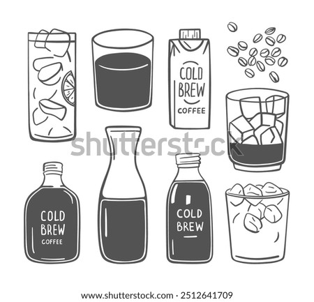 Set of a cold brew coffee illustration