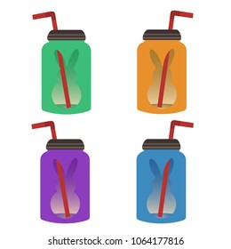 Set of cold drink glasses on white background - vector