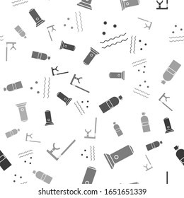 Set Cold and waves, Flashlight, Aqualung and Snorkel on seamless pattern. Vector