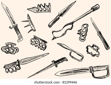 Set of cold weapon doodles
