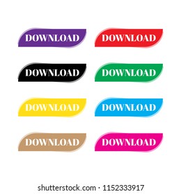 Set Coliorful Flat Download Button Set. Vector illustration