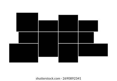 Set of collage 8 frame photos frame. Template of moodboard. Photo collage set. Collage template frames. Vector illustration.