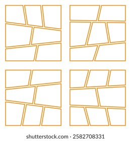 Set of collage grid comic divider blank template isolated vector illustration on white background.