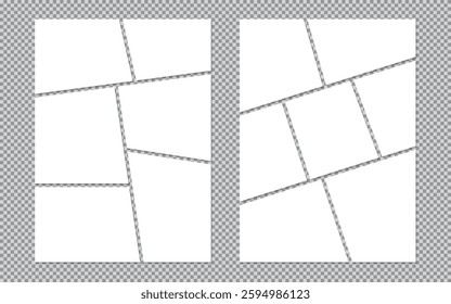 Set of collage grid manga comic storyboard layout. Empty page frame for comic book, photo collage, poster, collage art
