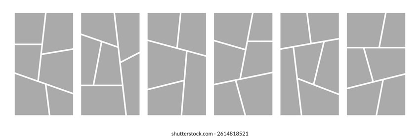 Set of collage grid manga comic storyboard layout panel blank template for social media. Empty page frame for comic book, photo collage, poster, flyer. Vector illustration