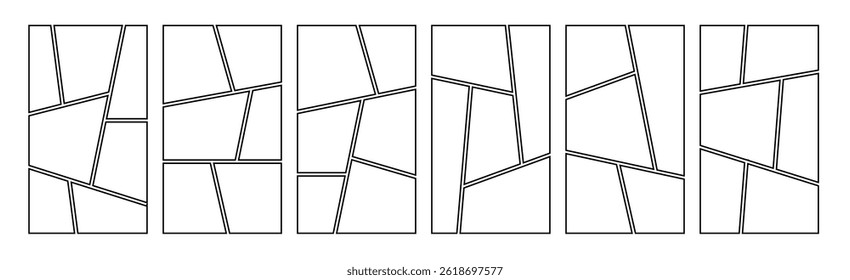 Conjunto de colagem grade mangá quadrinhos storyboard layout painel em branco modelo para mídias sociais. Moldura vazia para quadrinhos, colagem de fotos, cartaz, folheto. Ilustração vetorial