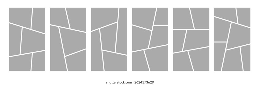 Conjunto de colagem grade mangá quadrinhos storyboard layout painel em branco modelo para mídias sociais. Moldura vazia para quadrinhos, colagem de fotos, cartaz, folheto. Ilustração vetorial