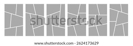Set of collage grid manga comic storyboard layout panel blank template for social media. Empty page frame for comic book, photo collage, poster, flyer. Vector illustration