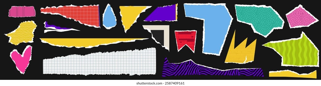 Set of collage papers. Cutout collage elements as a png 