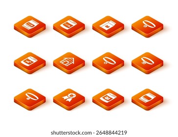 Set Collar with name tag, Dog award symbol, Canned food for dog, house, cat and Cat collar icon. Vector