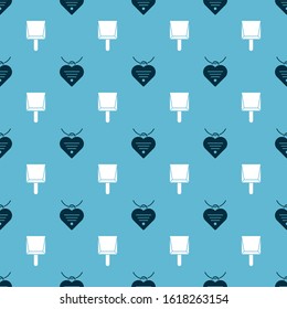 Set Collar with name tag and heart and Dustpan on seamless pattern. Vector