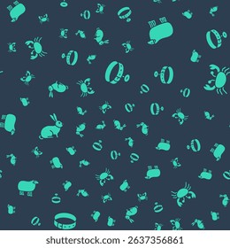 Set Collar with name tag, Sheep, Rabbit and Crab on seamless pattern. Vector - Powered by Shutterstock - Get 15% off with code: PIKWIZARD15