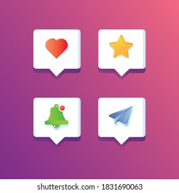 set collecion of message notification for social media design vector illustration