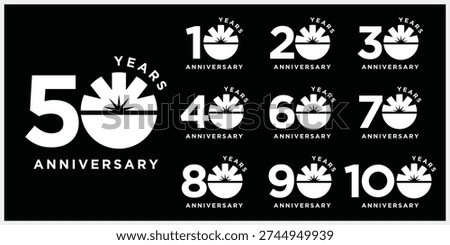 Set of collection 10 to 100 Anniversary logo design inspiration