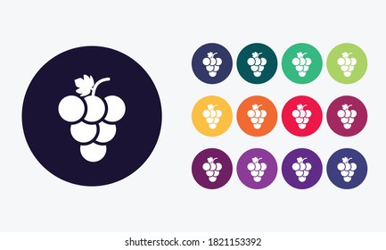 Set collection 13 button grapes icon.
