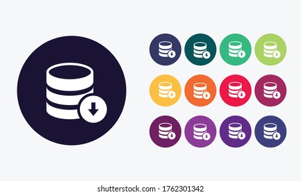 Set collection 13 buttons database icon.