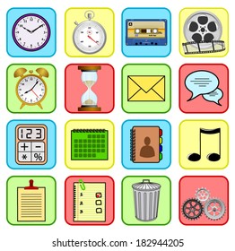 Set, collection of 16 quality icons, signs, symbols. vector art image illustration, eps10, isolated
