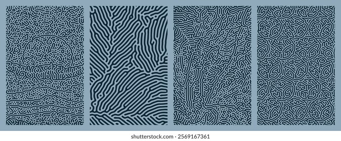 Set of collection abstract background designs with organic Turing style line patterns