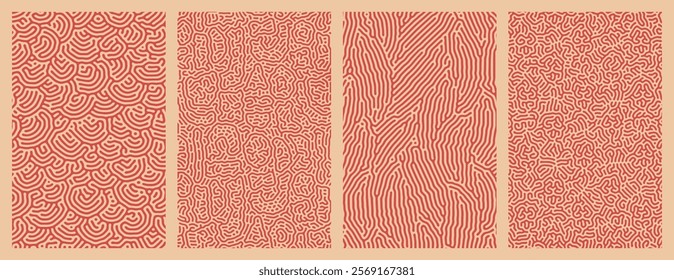 Set of collection abstract background designs with organic Turing style line patterns