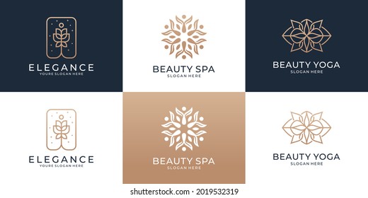 Set of collection abstract circle logo design with luxury concept logo template